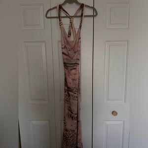 Elegant Pink Patterned Women's Dress